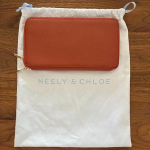 Neely and Chloe Travel Wallet Burnt Orange/Pumpkin Color Leather